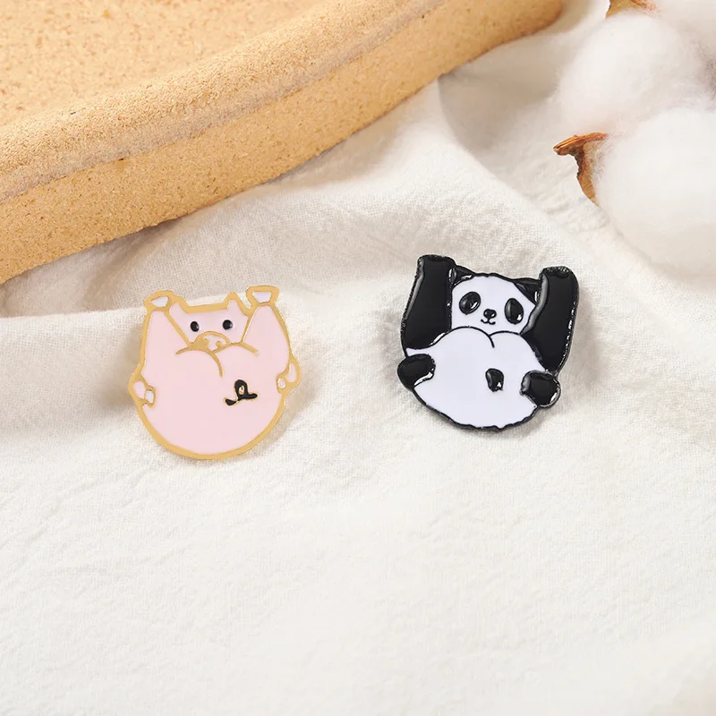 Cartoon Animal Enamel Pins Custom Chibi Pig And Panda Brooches Bag Badge Childlike Cartoon Jewelry Cute Gift for Kids