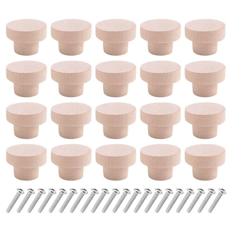 

M11K-Round Unfinished Wood Drawer Knobs Dia Wood Furniture Cabinet Dresser Pulls