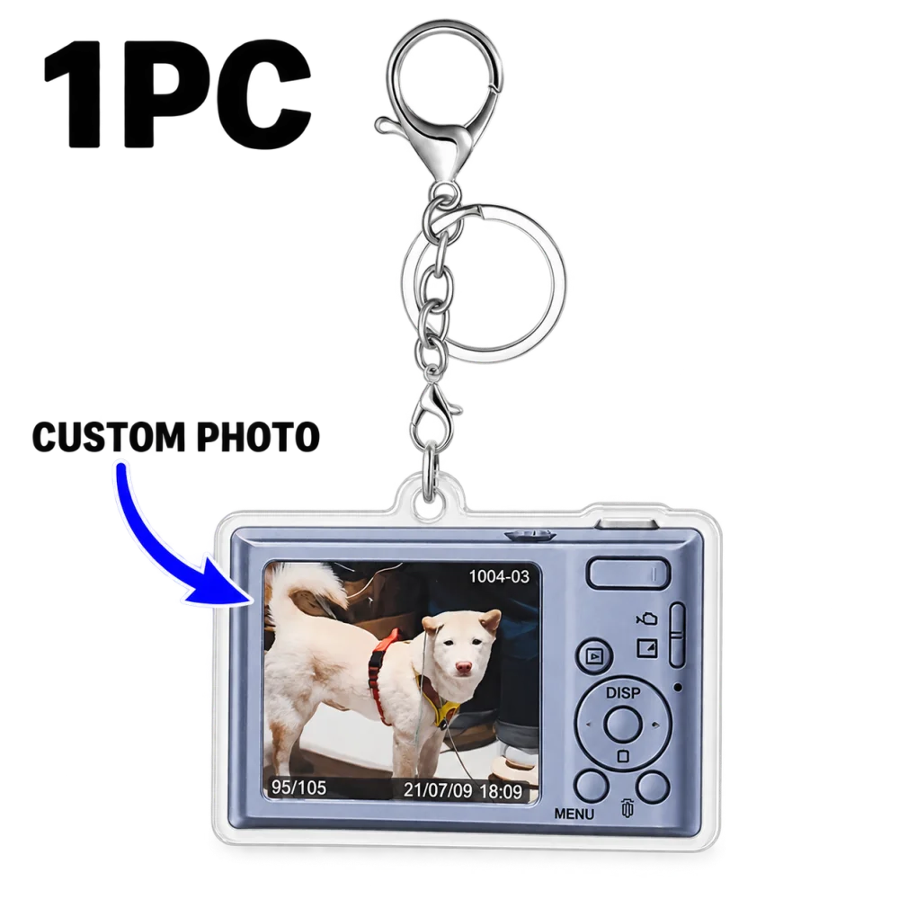 Customized Picture Keychain, Retro Camera Shape Acrylic Key Ring, Personalized Photo Charm for Backpack, Phone & Keepsake