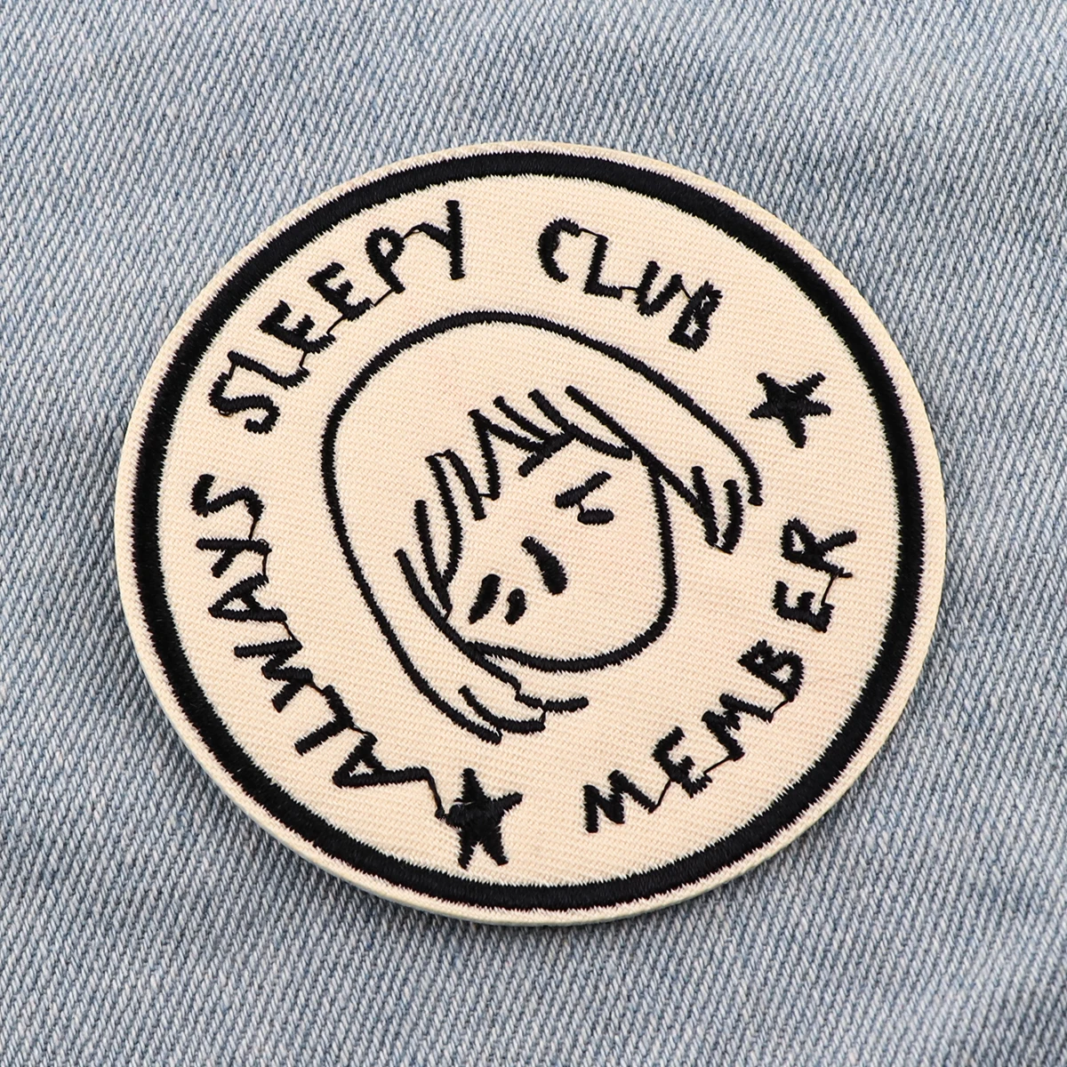 Always Sleeping Club Member Patch Cartoon Girl Iron On Patches For Clothing Sticker Patch Embroidery Patches On Clothes Sew DIY