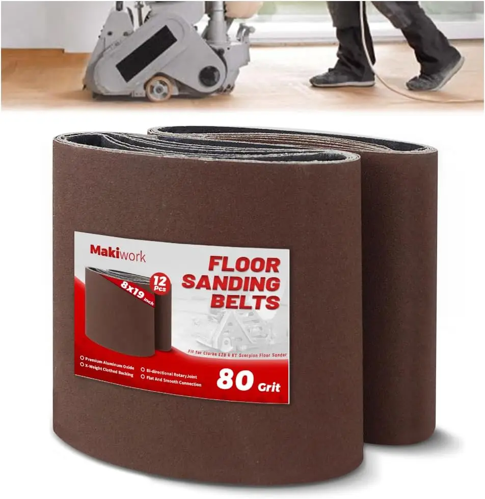 

Набор из 12 абразивных лент 8x19 дюймов, зернистость 80, для шлифовки дерева и полировки полов, с оксидом алюминия