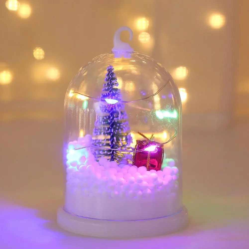 Sfera di cristallo Decorazione natalizia da tavolo Lanterna Fiori illuminati Albero di Natale Lampada da neve LED incandescente