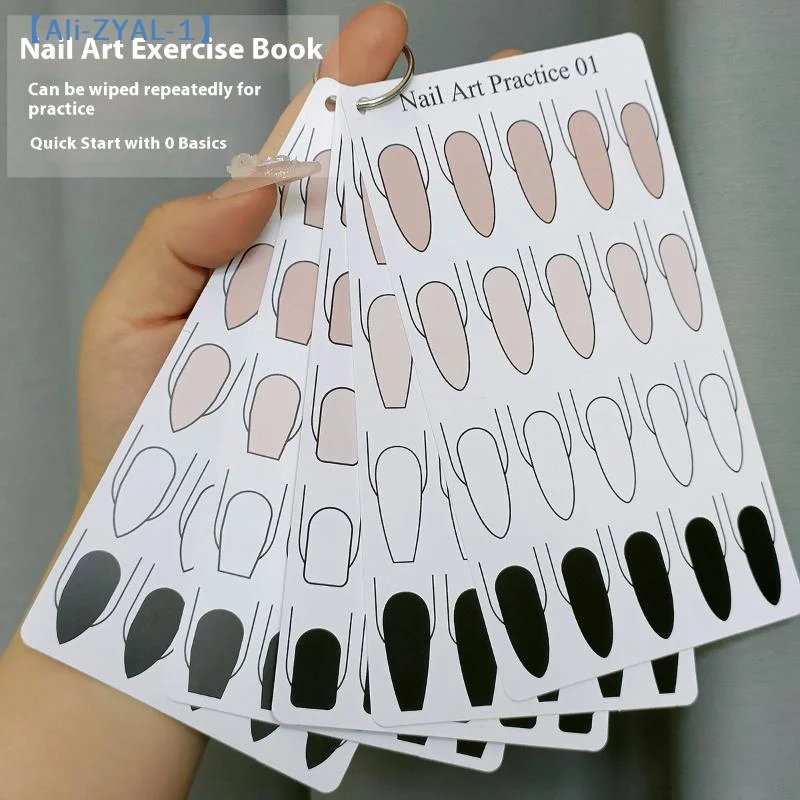 【ZYAL-1】Watercolour Nail Art Practice PVC Paper Trapezoidal Oval Square Nail Shape Beginner's Practice Painting