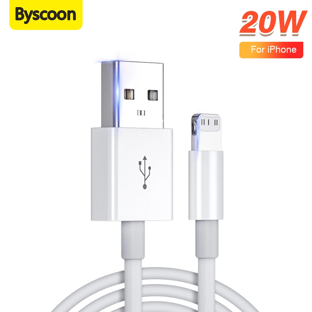 

Byscoon 20W USB Cable for iPhone 14 11 12 13 Pro Max 8 Plus X Xr Phone Fast Charging Data Sync For iPad iPod Lightning 3A 3.0