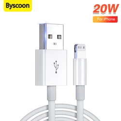 Byscoon 20W USB Cable for iPhone 14 11 12 13 Pro Max 8 Plus X Xr Phone Fast Charging Data Sync For iPad iPod Lightning 3A 3.0