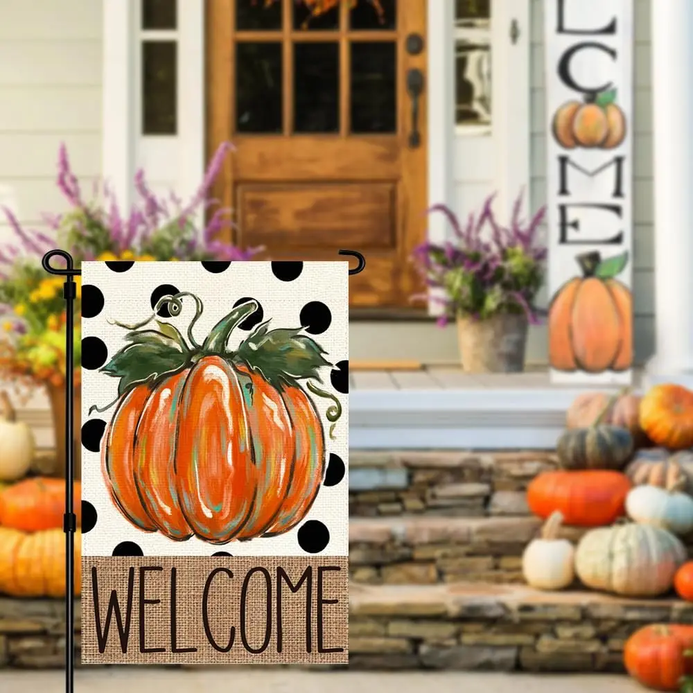 Fall Garden Flags 12x18 Double Sided Pumpkin Thanksgiving Decor | Fall Decor, Vivid Colorfast & Durable Sided Print, Wea llp
