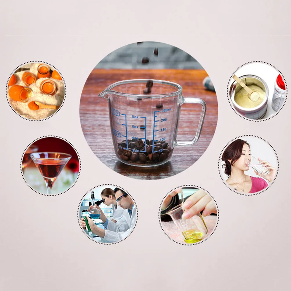 

1Pcs Heat Resistant Transparent Glass Measuring Cup Precise Scale Wide Mouth Easy Clean Baking Home Use 250Ml Home Measuring Cup
