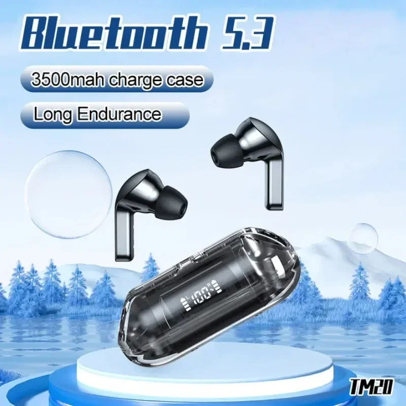 Écouteurs Bluetooth TWS sans fil avec affichage LED, écouteurs à suppression de bruit tactile, casque de jeu de musique de sport, étanche, nouveau, TM20