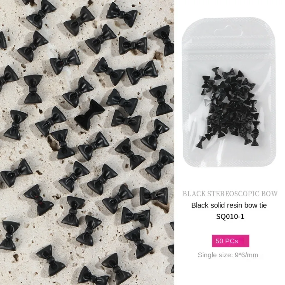 50 قطعة ثلاثية الأبعاد مسمار الفن Bowknot أبيض وأسود الراتنج مسمار الديكور حجر الراين DIY بها بنفسك مسمار الفن الديكور مانيكير حلية