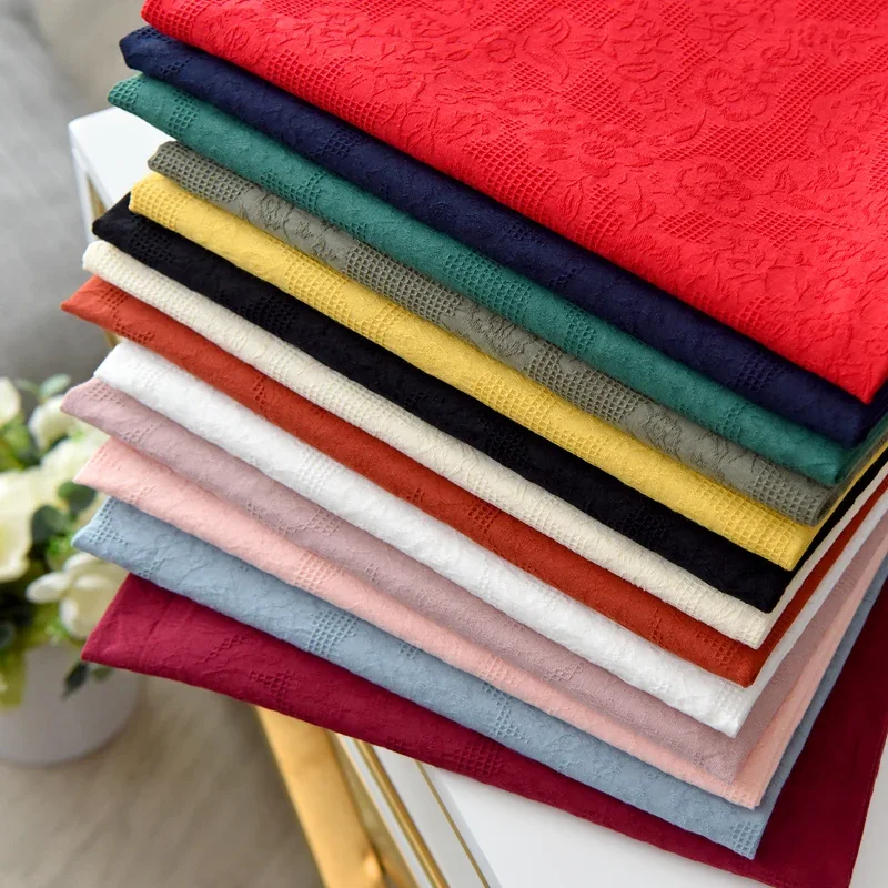 

100% Cotton Jacquard Fabric High Quality By Meter for Skirts Pants Sewing Grid Printed Pattern Cloth Needlework Plain Soft Drape