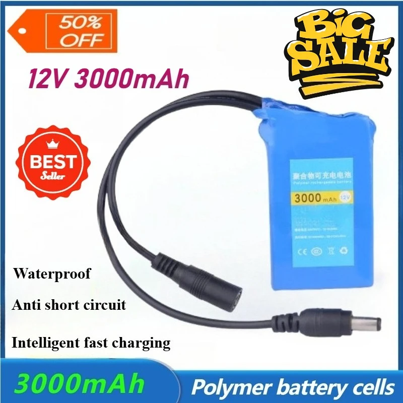 

12V 3000mAh Portable Polymer Lithium Battery Suitable for Wireless Cameras Heated and Insulated Vest/shoes Rechargeable Battery