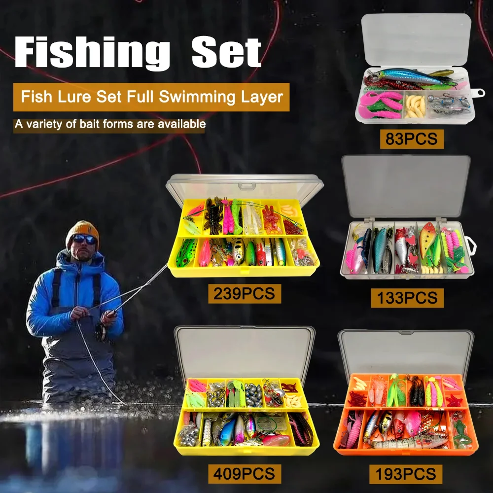

83pcs Random Fishing Bait Set Blind Box Lure Bait Earthworm Toad Glitter Soft Bait Fish Bait With Sequins Fishhook Equipment