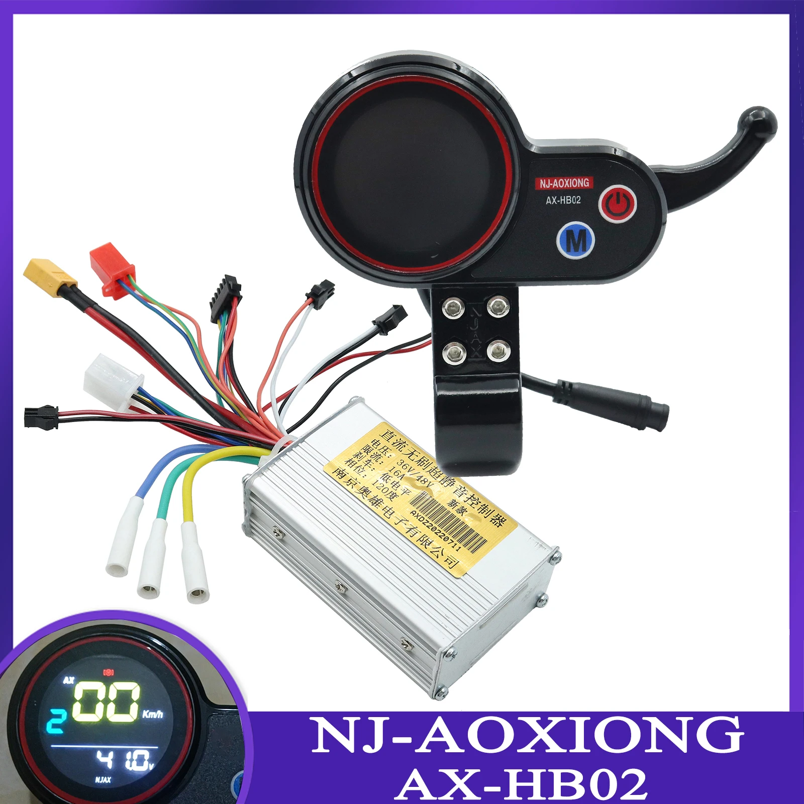

NJ-AOXIONG AX-HB02 дроссельная заслонка-ускоритель приборная панель 36 В 48 В контроллер 6-контактный метр для электрического скутера