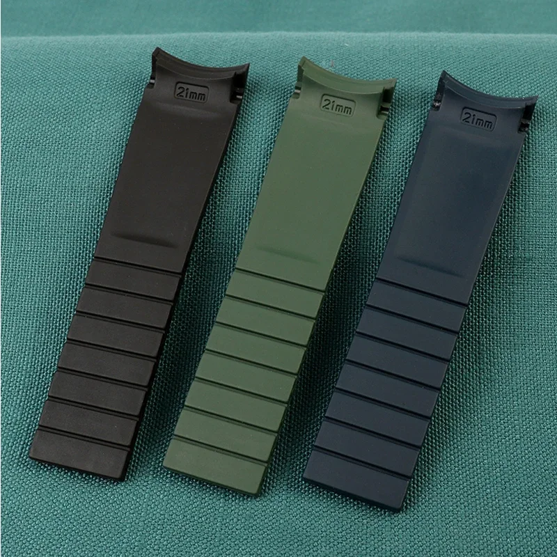 Waterproof silicone strap is suitable for Longines Conkas strap L3 742 642 781 782 rubber diving sports watch with 21mm