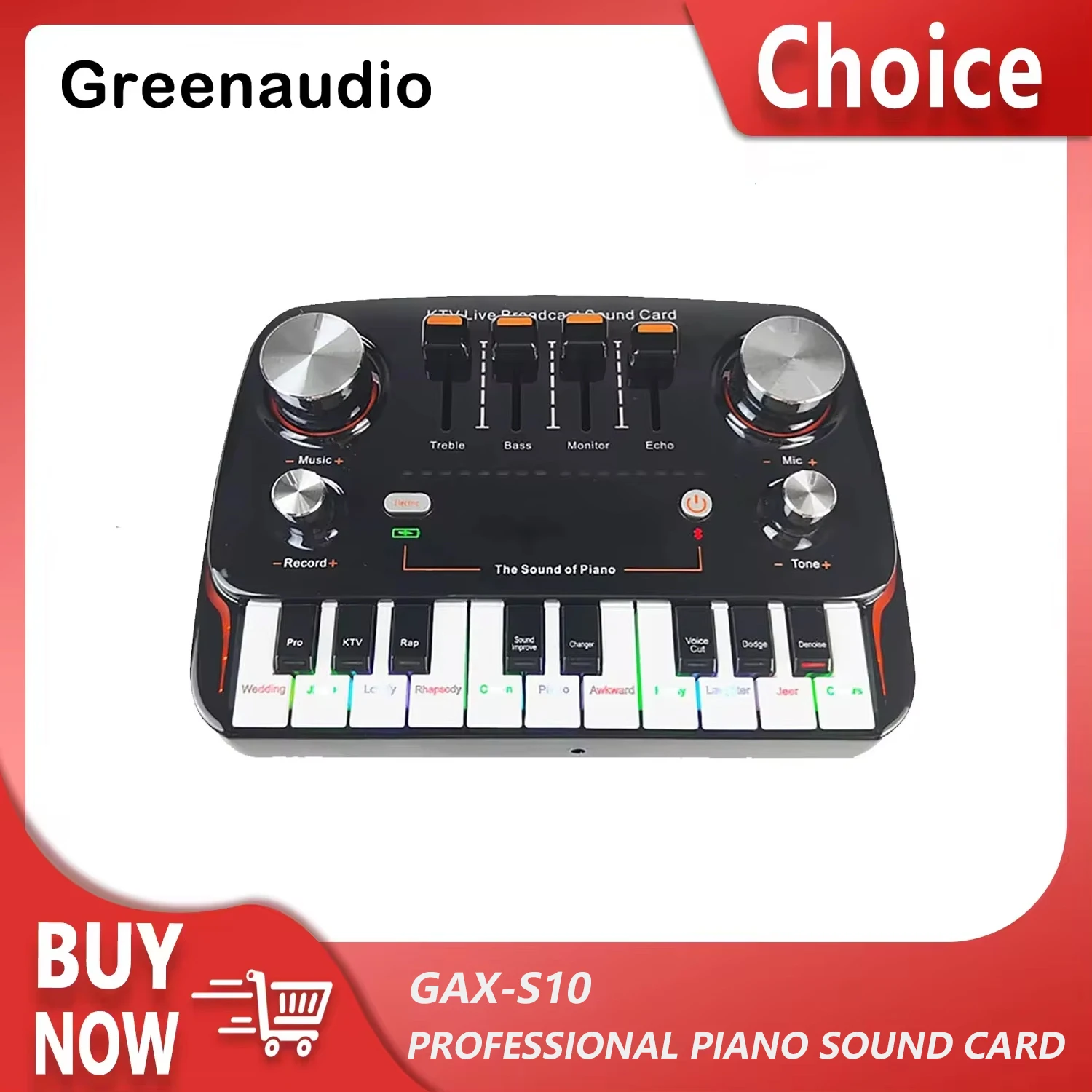 GAX-S10 New design piano sound card high quality recording professional connection mobile phone and computer live broadcast