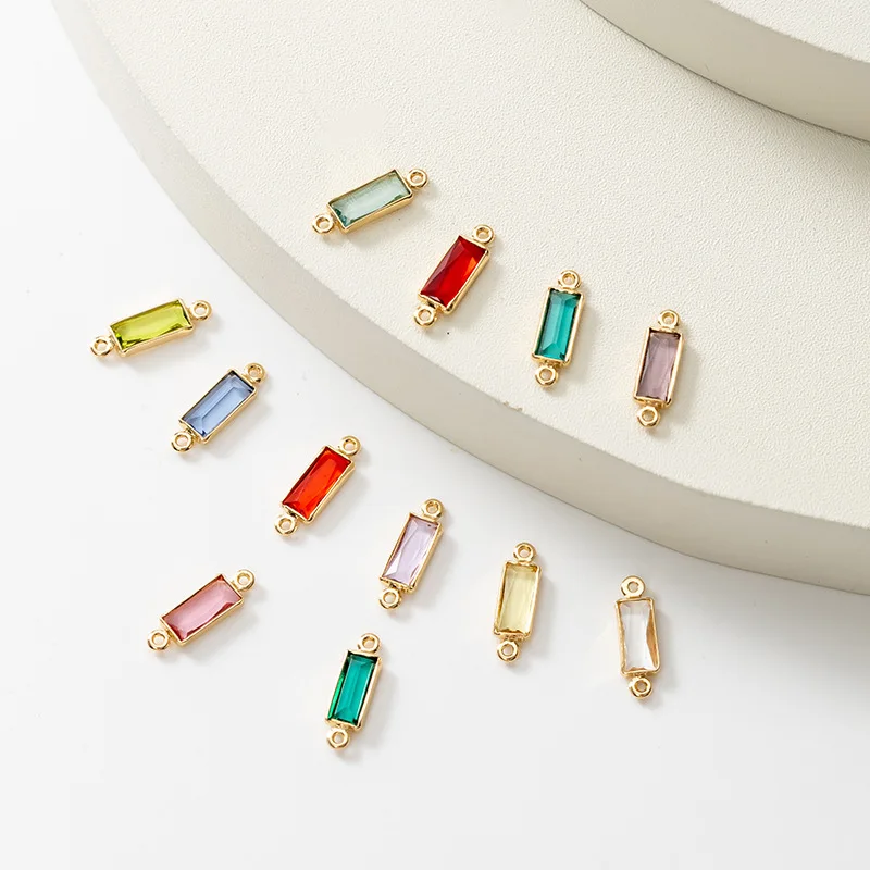 50pcs/ Bag Fashion December rectangular birthday stone pendant and connector DIY women's necklace earrings bracelet accessories