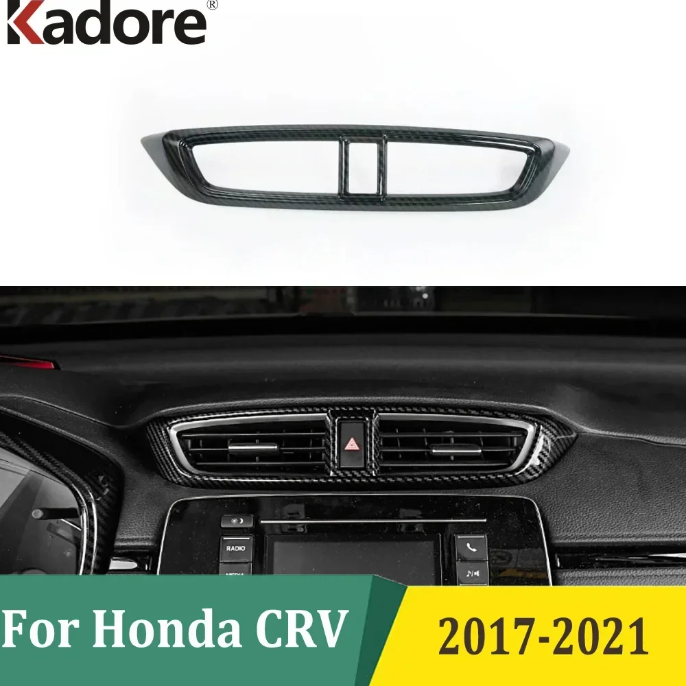 

For Honda CRV CR-V 2017-2019 2020 2021 Carbon Fiber Interior Center Control Air Conditioning Vent Outlet Trim Cover Car Sticker