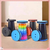 1PC Lightweight Portable Plastic Folding Telescopic Chair Adjustable Height Compact Stool Outdoor  Fishing Beach Camping