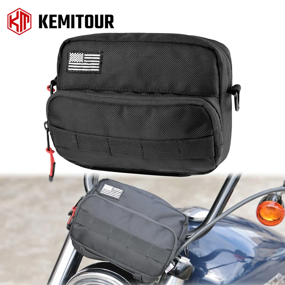 

Motorcycle Handlebar Bag Universal Handle Bar Front Fork Storage Accessory Bag Sissy Bar Tool Bags for Cruiser Softail Sportster