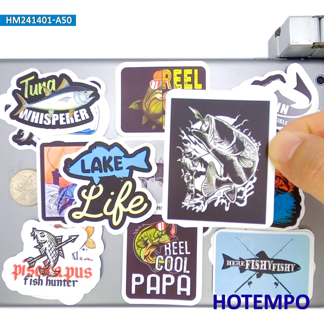 Fishing Stickers Set, Retro Fisherman Style Slogan Outdoor Sport, for Laptop Car Phone Motorcycle, Fun Sticker Pack, 20/30/50PCS