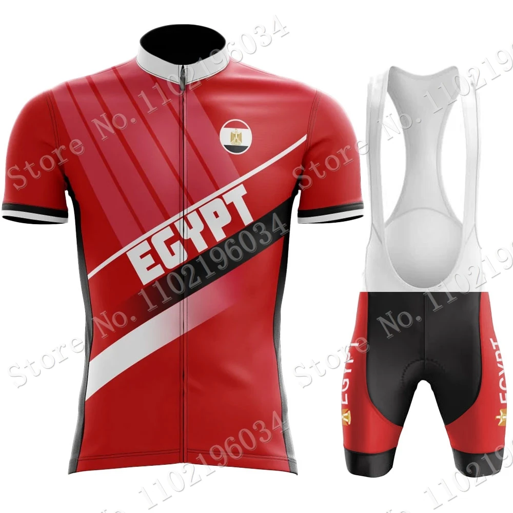 2023 Egypt National Team Cycling Jersey Set Summer Red Clothing Road Bike Shirts Suit Bicycle Bib Shorts MTB Maillot Ropa