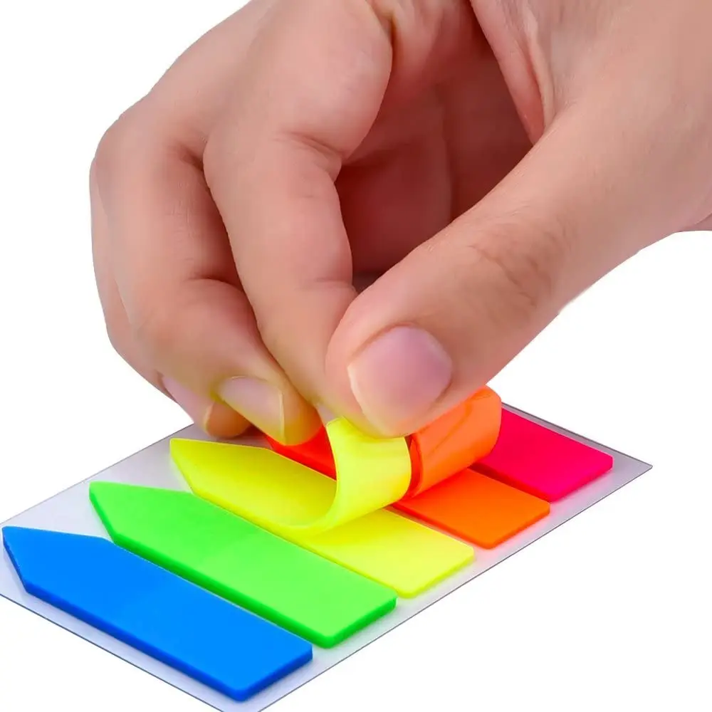 100 Sheets Fluorescence Self Adhesive Memo Pad Sticky Notes Bookmark Marker Memo Sticker Paper Student School Office Supplies