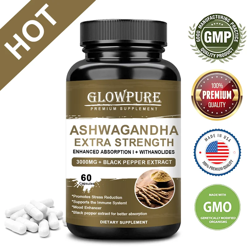 

Капсулы с экстрактом корня Ashwagandha для снятия стресса, здоровья сна, успокаивания мозга, энергетической поддержки, добавка с формулой премиум-класса без ГМО