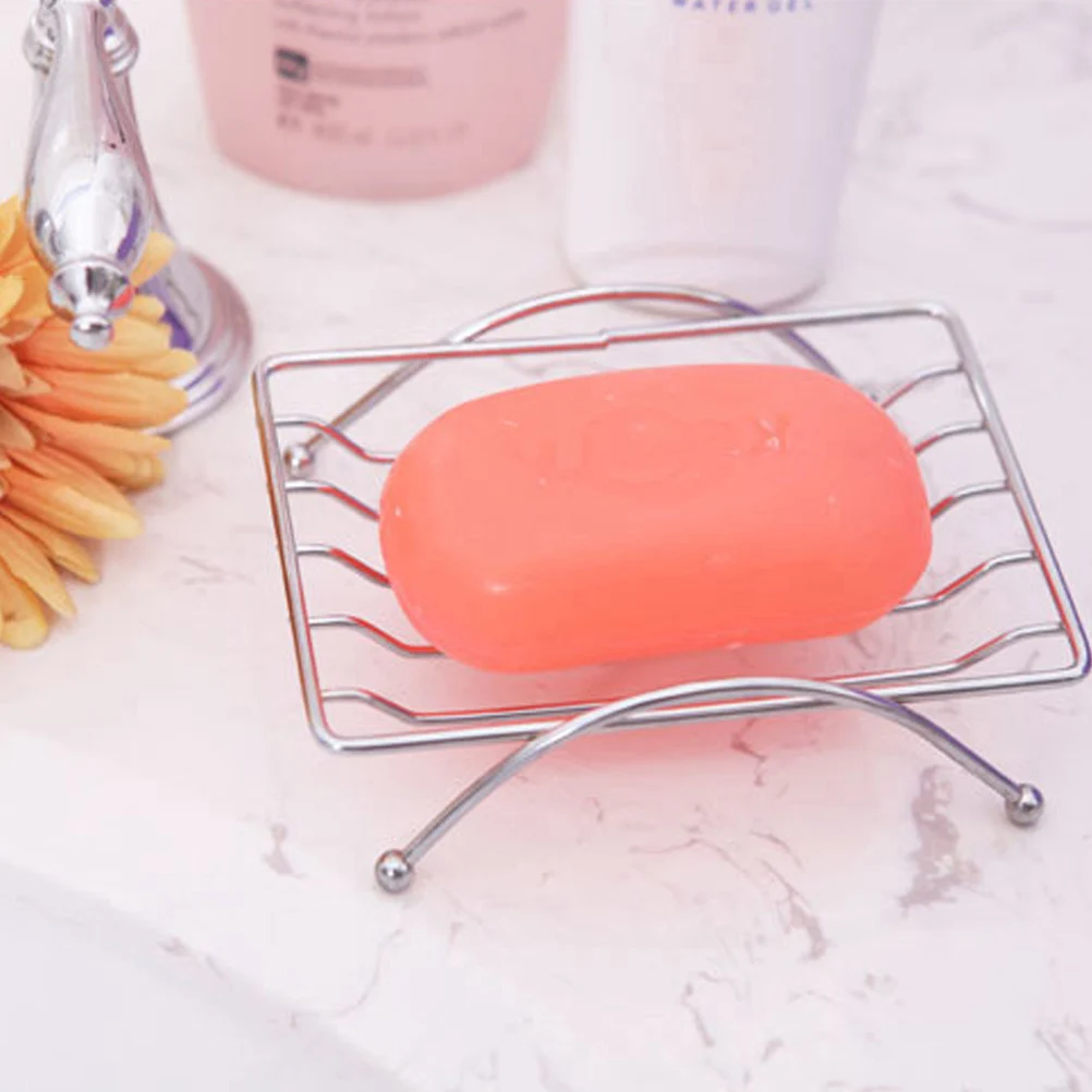 

Stainless Steel Box Thick Compact Bathroom Kitchen Soap Holder Elegant Design Soap Drain Rack Home Use Silver Slight