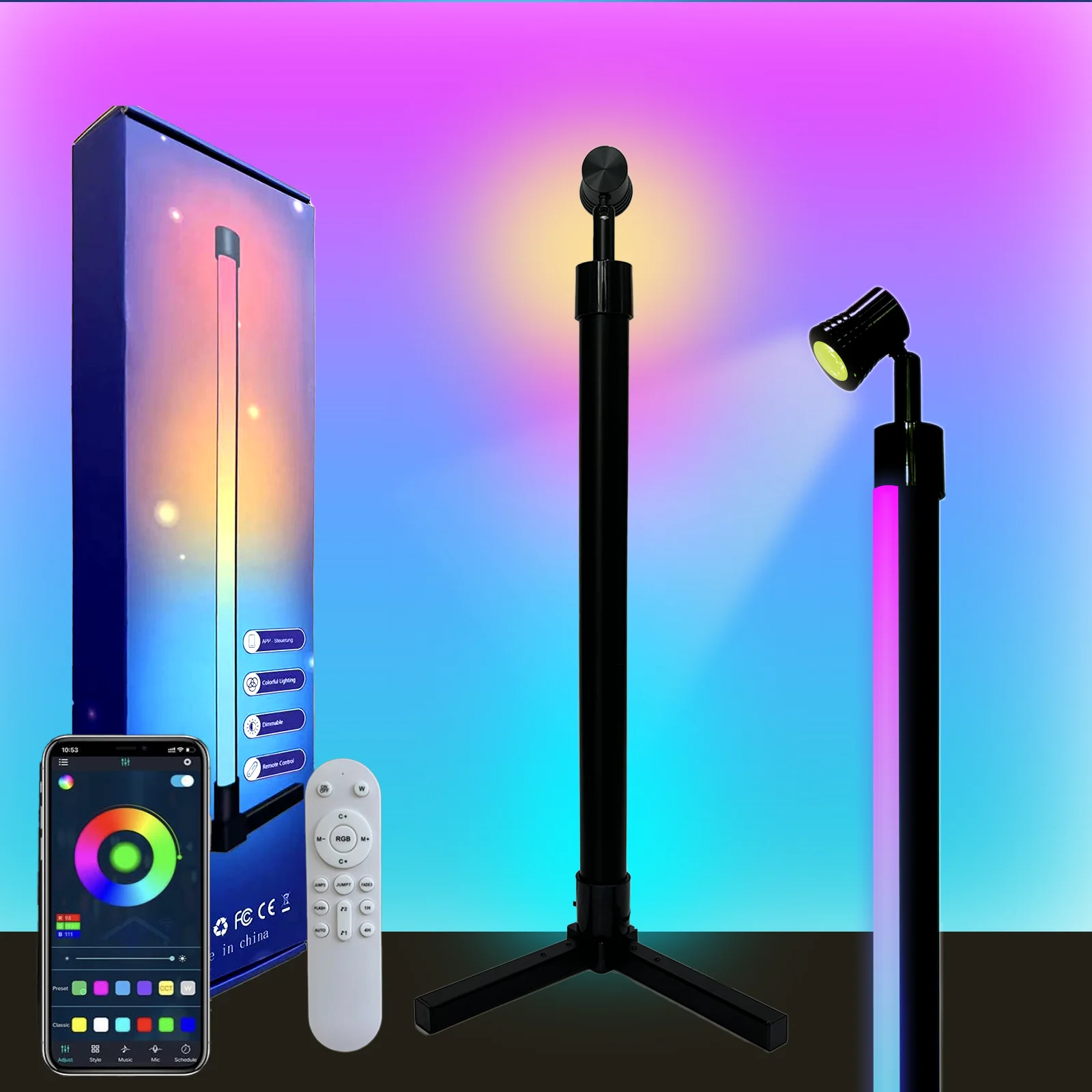 Dwa tryby Lampa stołowa Smart RGB Dream Kolorowa lampa podłogowa z synchronizacją muzyki LED Nowoczesne oświetlenie nastrojowe do dekoracji