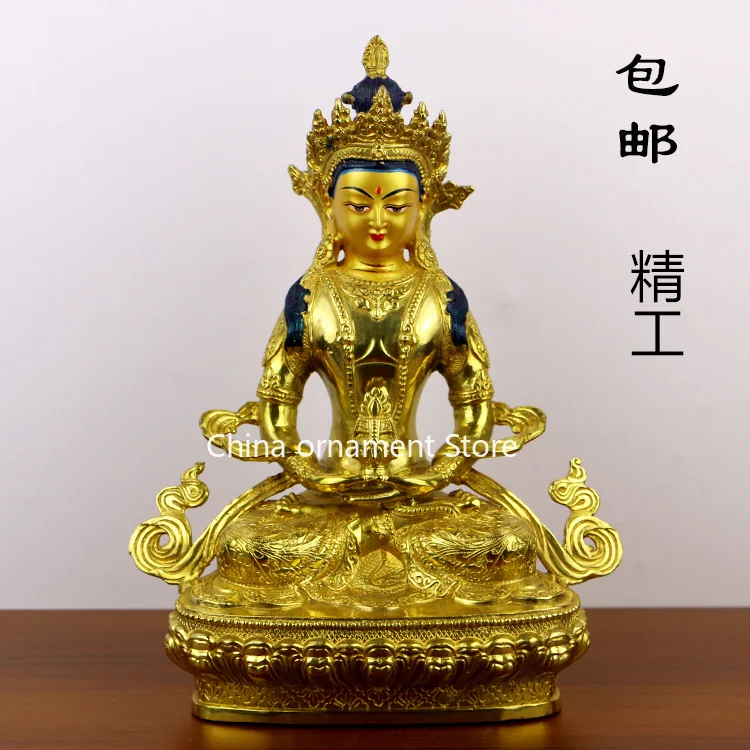 Jiaoyuan Pavilion Pure Copper Tibetan Tantra Nepal Infinite Life Buddha Longevity Buddha Seven Inches One Foot Bronze Statue Orn