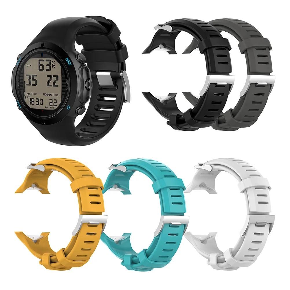 Delicate Silicone Steel Buckle Strap Compatible for SUUNTO D6 Dive D6i Watch White silicone watch band