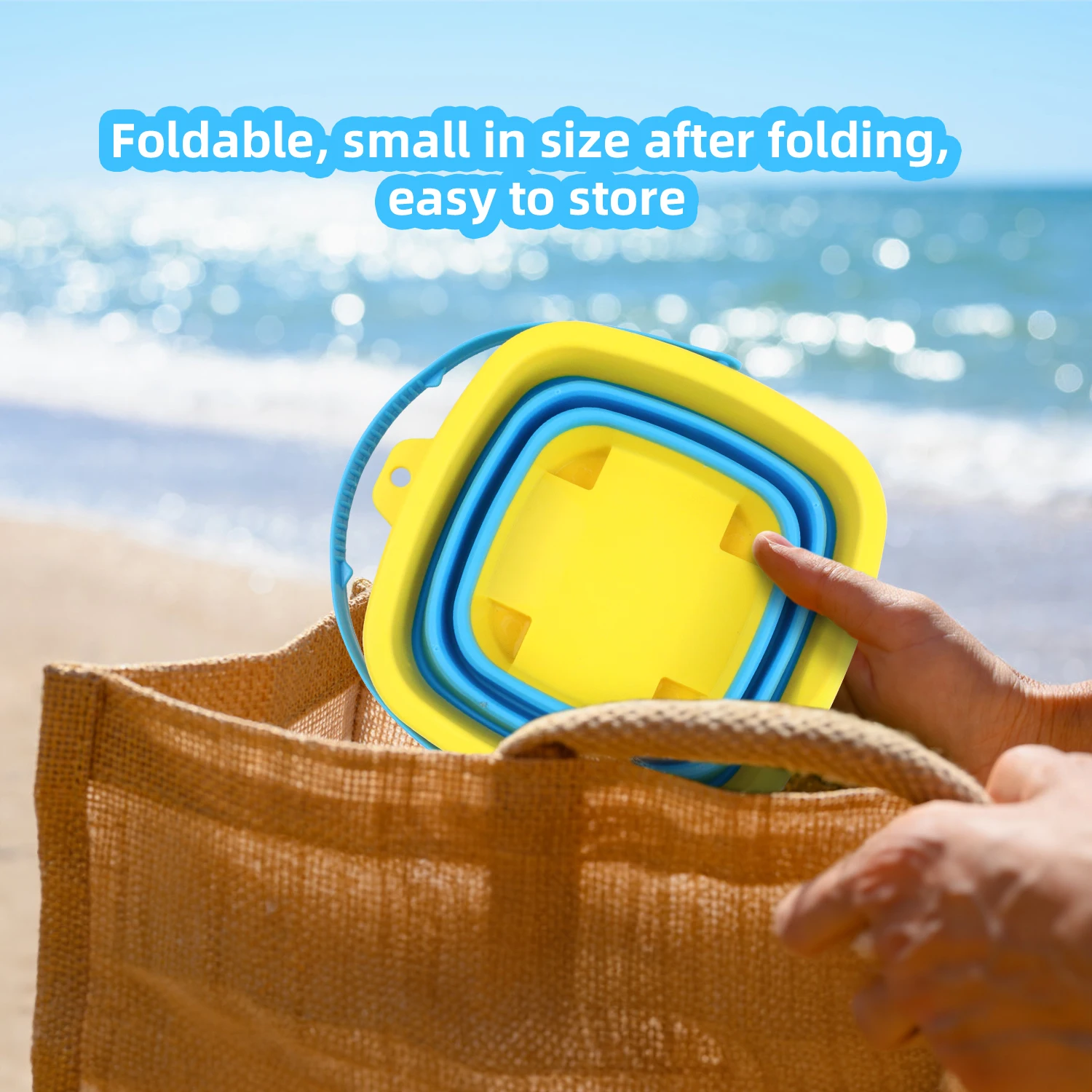 텔레스코픽 버킷이 포함된 어린이용 접이식 해변 양동이 장난감, 야외에서 모래와 물 장난감으로 파고 놀기