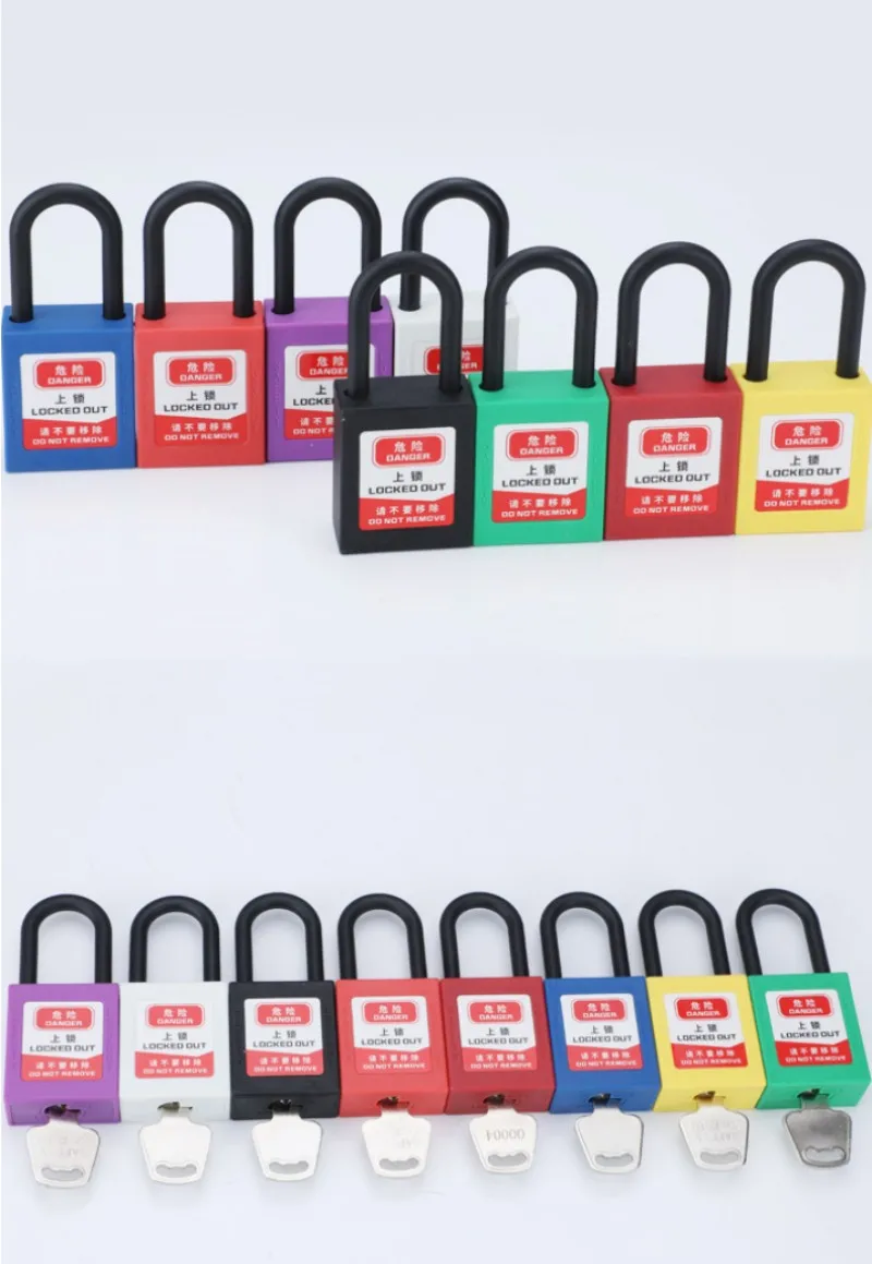 KS Colorful 25mm security padlock engineering lock nylon shackle lock body nylon non conductive safety padlock with same key