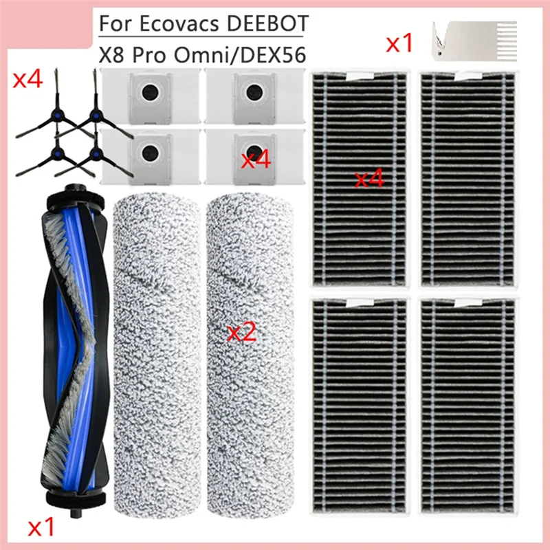 

GTBL для Ecovacs DEEBOT X8 Pro Omni DEX56, основная щетка, боковая щетка, HEPA-фильтр для большей долговечности