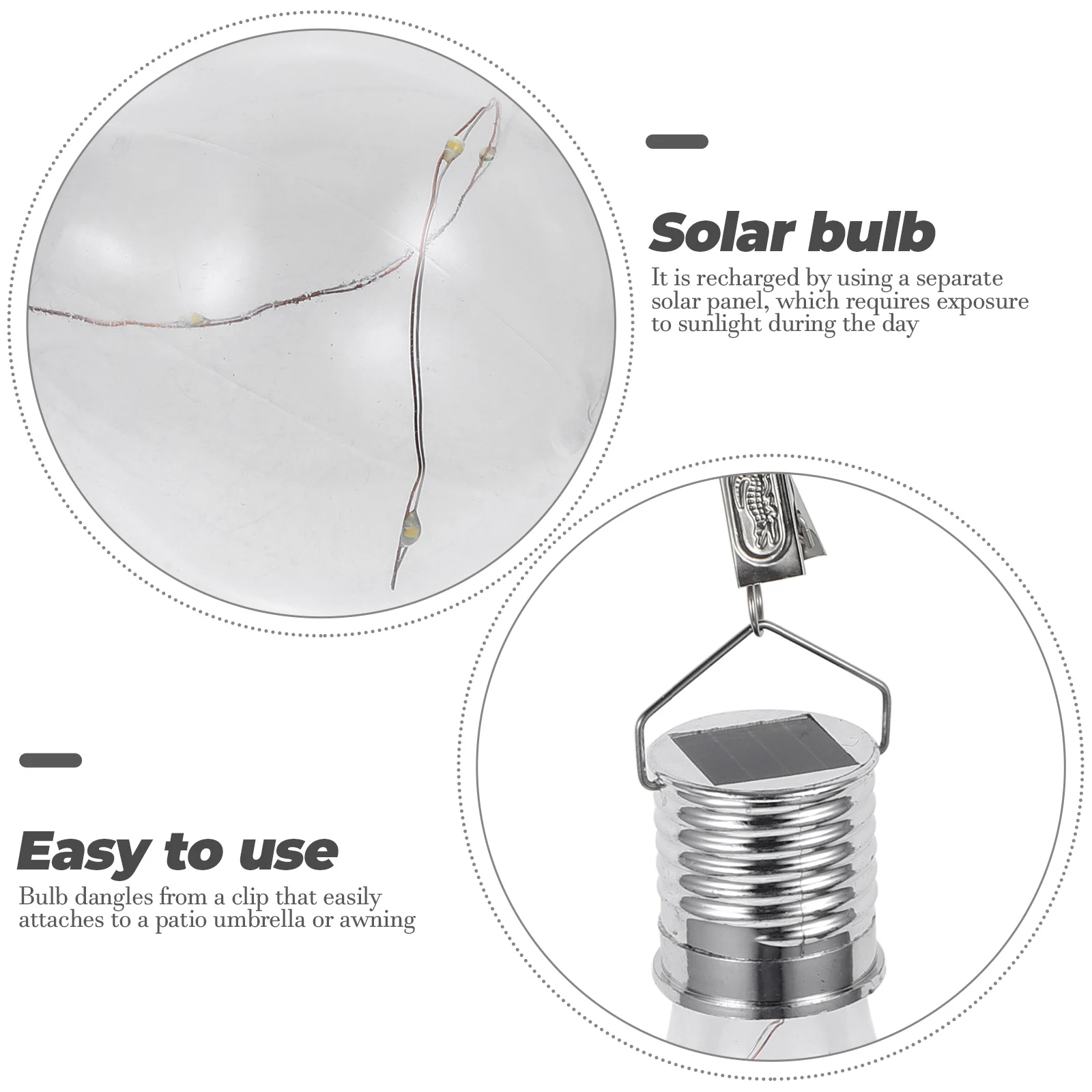 

Portable Solar LED Light Bulb Eco Friendly 8000 Hours Hanging Clip for Trees Awnings Outdoor Patio Garden Camping Decor