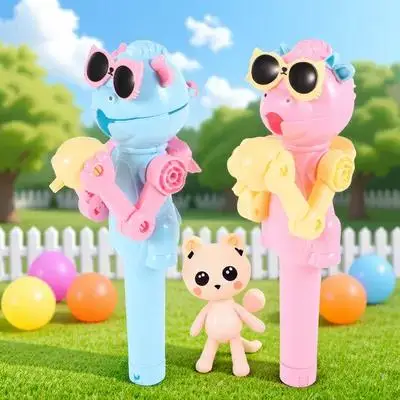 2 قطعة ديناصور روبوت الإبداعية حامل المصاصة للحزب المزحة مضحك الحلوى تخزين الجدة المحمولة خدعة صالح #1