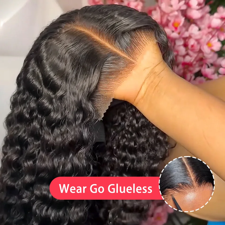 100 % Echthaar 13x6 HD Deep Wave Lace Frontal Perücken 13x4 Water Curly 5x5 Glueless Lace Front Perücke 30 40 Zoll Verschluss Kinky WearGo