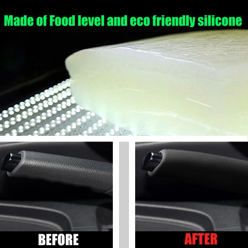 2Pcs Car Auto Round Shaped Silicone Gear Shift Knob Cover Manual Automatic Nonslip Lever Knobs Case Hand Brake Handle Protector