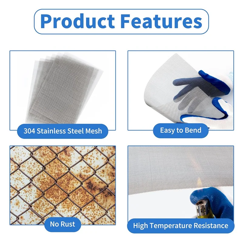Promotion! 6 Pcs Wire Mesh Screen, 20 Mesh Stainless Steel Mesh,For DIY Projects, Cage, Vent, Garden,Window Screen,Filter Mesh,E