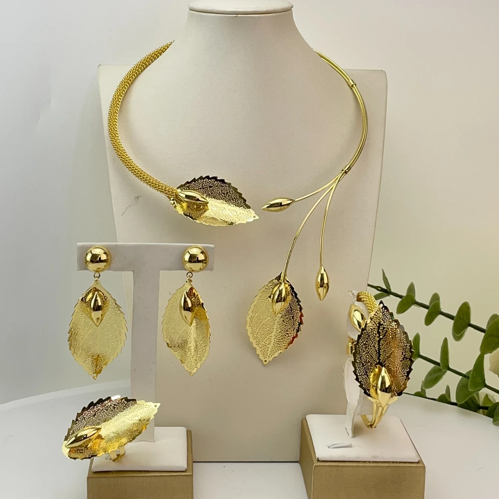 Yuminglai Brazilian Jewelry Sets Gold Plated Jewelry for Women Wedding Party FHK29783