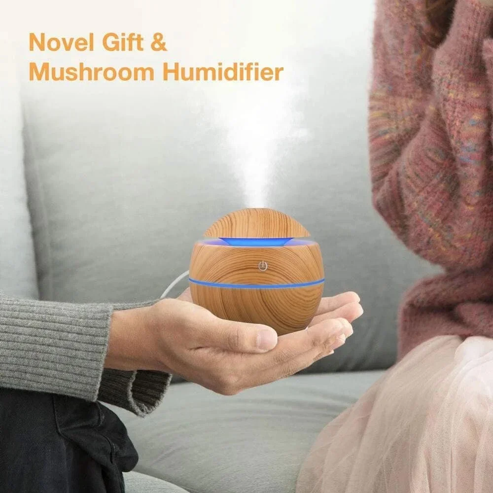 Woodgrain USB Essential Oil Diffuser Mini Ultrasonic Aromatherapy Humidifier Portable Desktop Air Mist Maker For Home Office