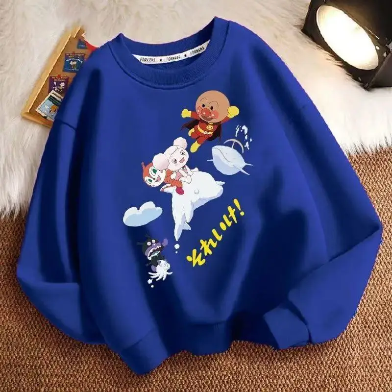 Autumn Winter Baby Boy Sweatshirt Cartoon Anpanman Print Kids Girl Casual Long Sleeve T Shirt Children Clothes Tops Coat 2-12T