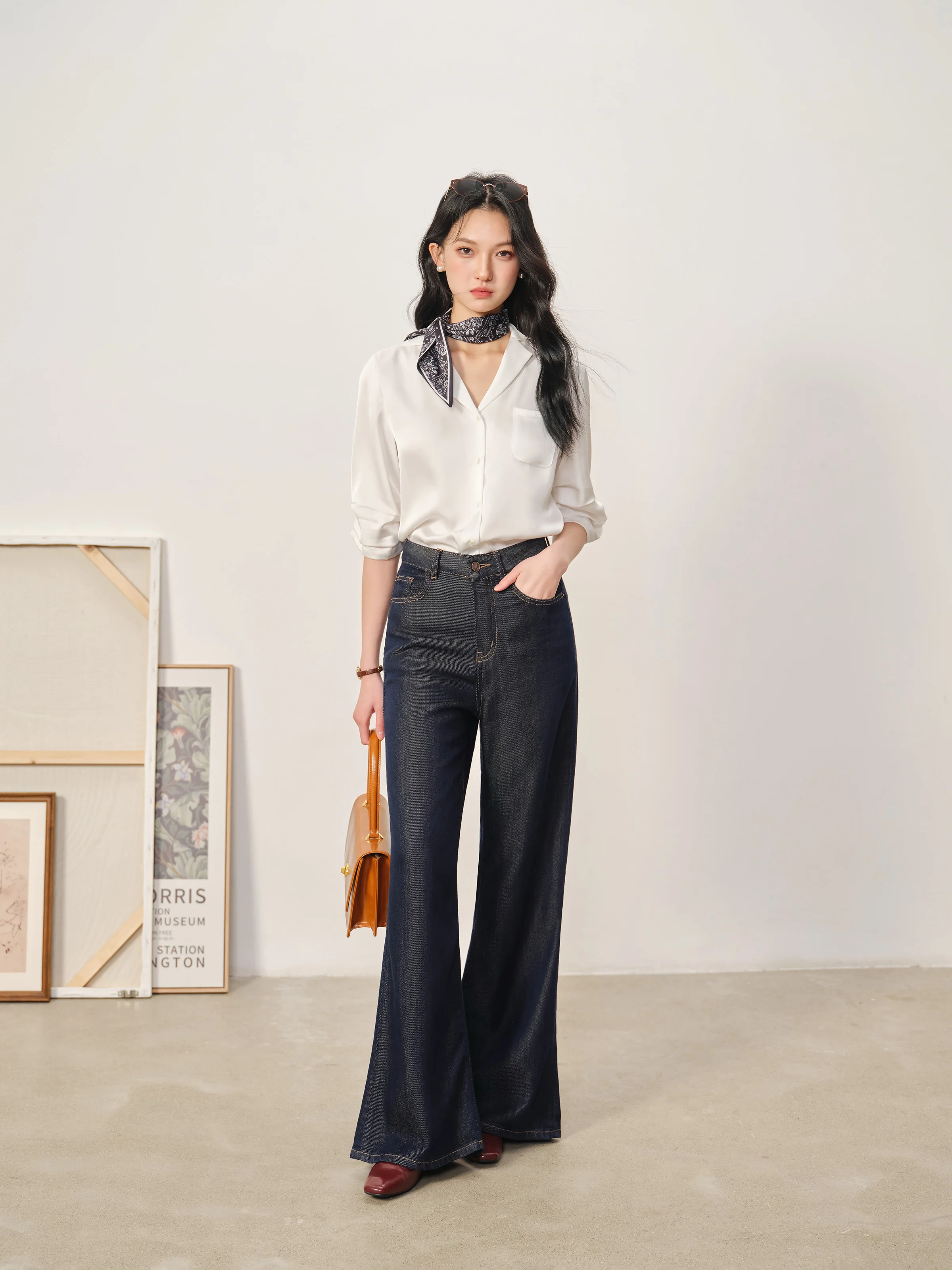 Elegant Satin Blouse for Women French Style White Shirt with Pocket Summer Office Wear Top for Slim and Chic Daily Commute Look
