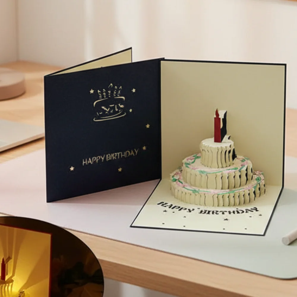 

Pop Up 3d Music Light Birthday Cards Creative Foldable Happy Birthday Greeting Card Automatic Opening Smart Sensor Birthday Gift