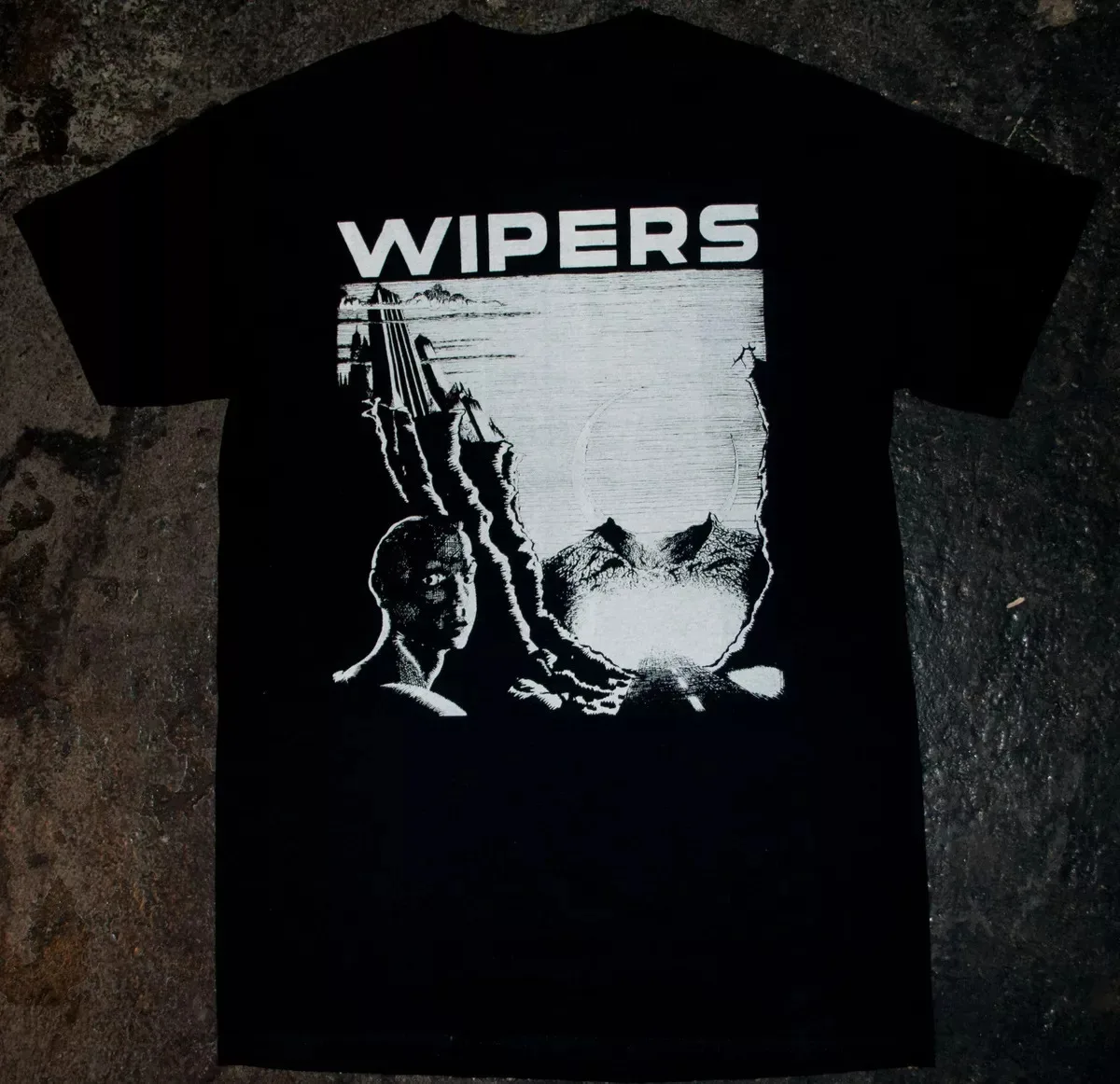 Vtg Wipers Band Alien Boy Heavy Cotton Black Full Size T Shirt AA257