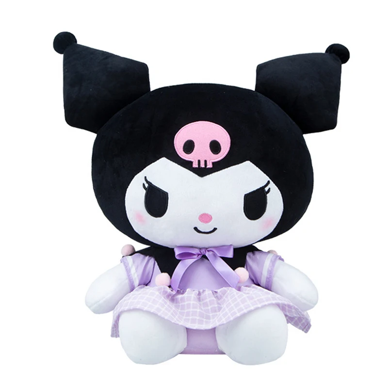 

38cm Black Head Kuromi Plush Toys Genuine Sanrio Stuffed Toy Princess Bow Plushie Doll Girls Birthday Gift