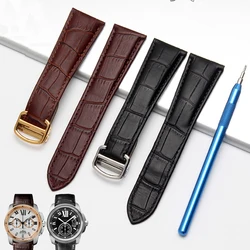 High Quality Genuine Leather For Cartier Tank Solo London Santos Strap Soft Watchband Men Women 16/18/19/20/21/22/23/25mm