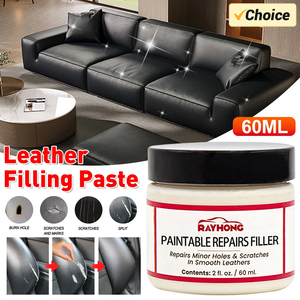 60ml Leather Filling Paste Leather Filler Repair Auto Leather Repair Cream Sofa Seat Leather Complementary Refurbishing Cream