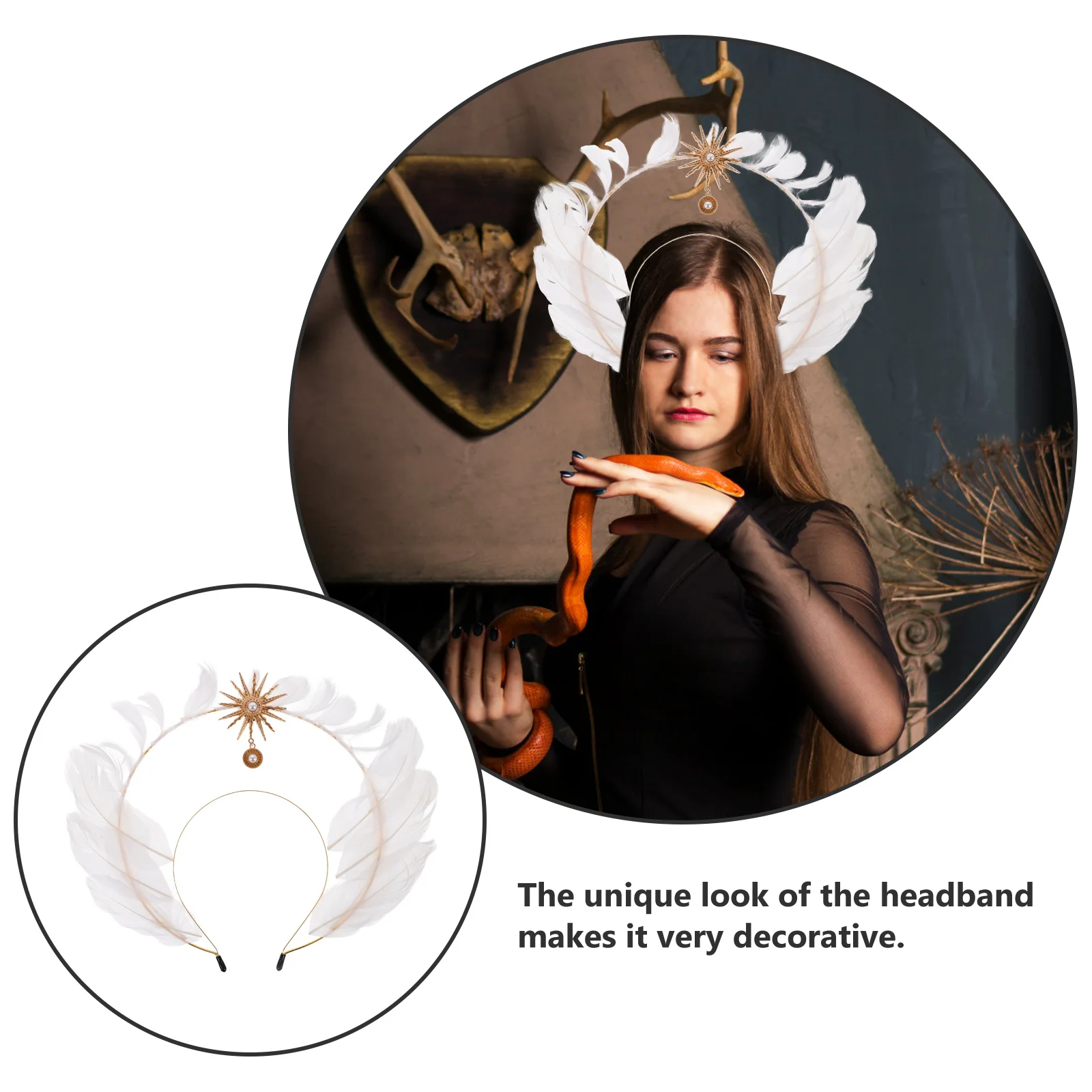 عقال المقدسة لوليتا هالوين آلهة الشمس خوذة الزفاف تيارا التقطت الصور عصر النهضة زي الدعامة #3