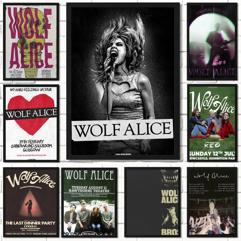 band W-Wolf Alice-E Poster Self Adhesive Wall Decor for Modern Home Cafe Office and Bar
